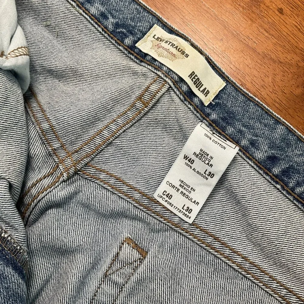 Signature by Levi Strauss & Co. Regular Straight Jeans Men's 40x30 Blue Medium